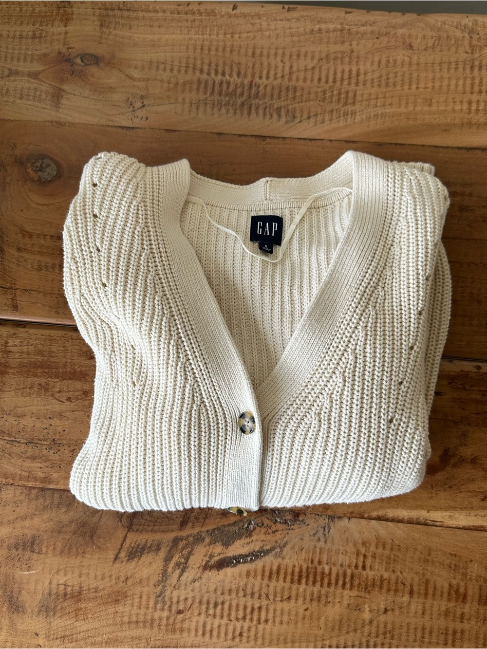 GAP Cream Cable-Knit Button Cardigan